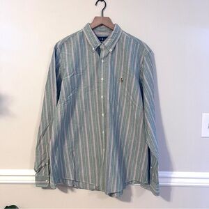 Ralph Lauren Men’s Button Down Shirt Size XL Green Red Striped Multicolor Logo